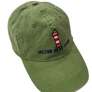 Hilton Head Island Harbour Town Lighthouse Green Cotton Dad Hat Adjustable Cap